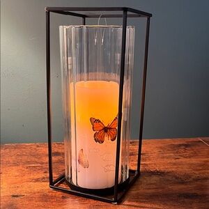 Battery flickering candle with glass holder